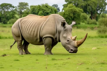 Foto op Plexiglas White Rhino grazing. © MdKamrul