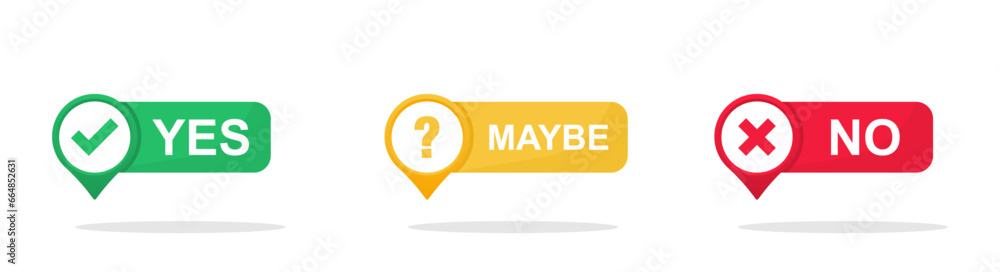Fototapete yes, no and maybe icon set. design element for badge, sticker, sign, symbol icon and card chat. test