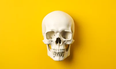 Foto op Canvas crâne humain isolé sur fond jaune © Fox_Dsign