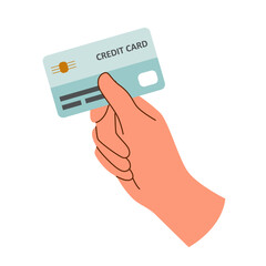 Credit card in the hand isolated on white background