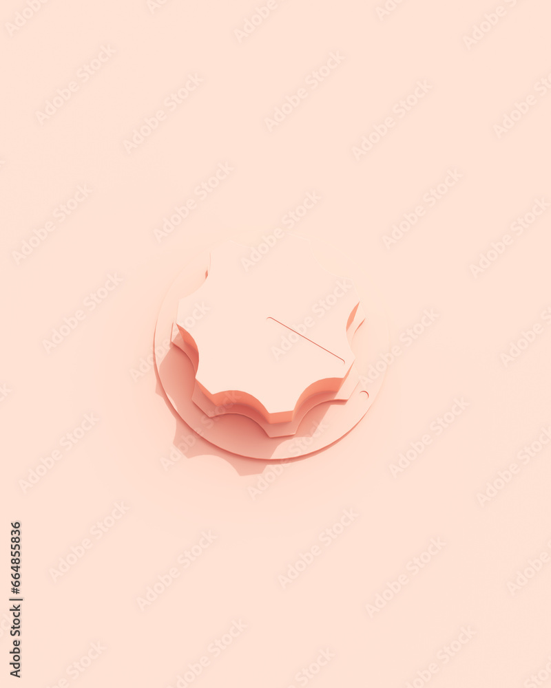 Poster rose pink button switch round technology design element pink peach background 3d illustration render