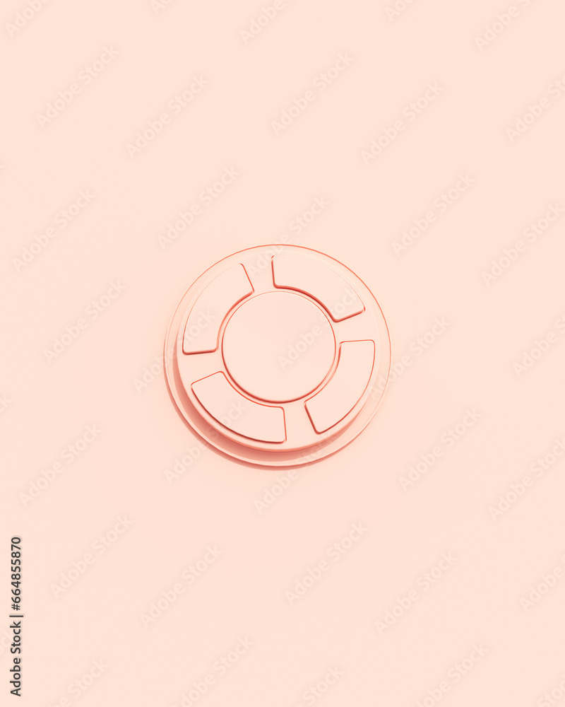 Poster rose pink button switch round technology design element pink peach background 3d illustration render