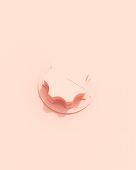 Rose pink button switch round technology design element pink peach background 3d illustration render digital rendering