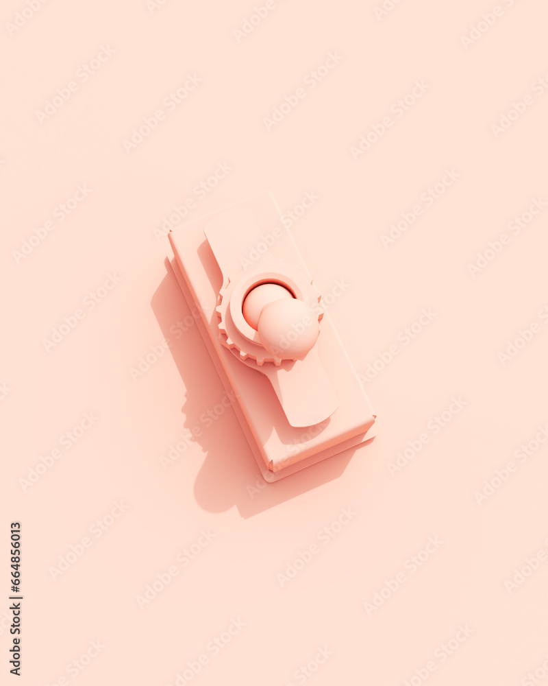 Poster rose pink button switch square technology design element pink peach background 3d illustration rende