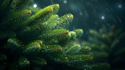 Fototapeta na wymiar Christmas green spruce tree. AI generated image.