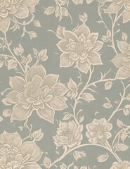 Vintage Wallpaper Floral Pattern of 18th Century	