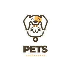 cat and dog pet cute logo vector