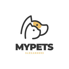 Naklejka premium cat and dog pet cute logo vector