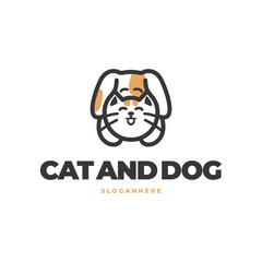 cat and dog pet cute logo vector
