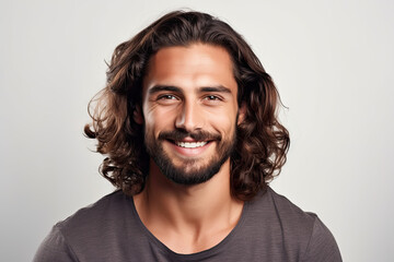 portrait of a man with a beard, happy and smiling man 