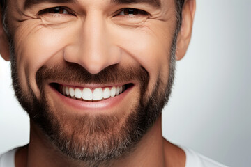 Naklejka premium portrait of a man with a beard, happy and smiling man 