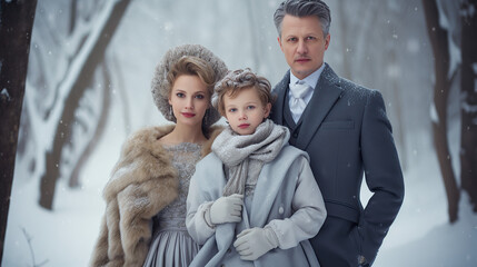 Rich Family Winter Holidays Portrait