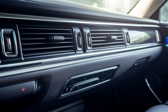 Modern car interior air conditioner adjust panel. Cool comfort auto dash. Generate Ai