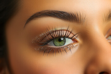 Obraz premium Beautician applying eyelash extensions to client with precision tools.