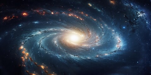 Space background with spiral galaxy and stars. generative AI