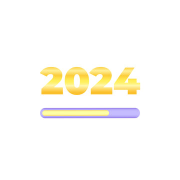 Loading new 2024 year. Vector illustration.