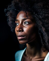 Schöne schwarze Frau - Gesicht Seite Close Up