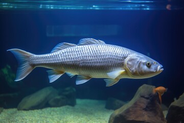 comparison of small and large fish in aquarium