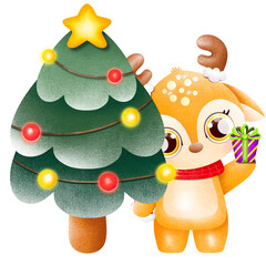 christmas tree and reindeer