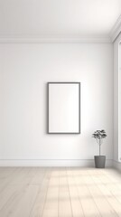 Fototapeta premium empty room with window and wall with frame generative in ai