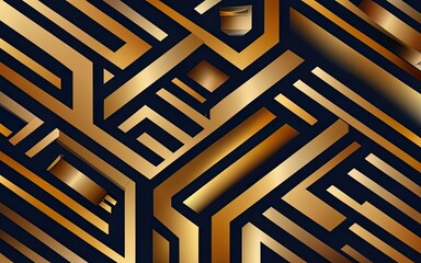 Golden lines pattern background with Generative AI.