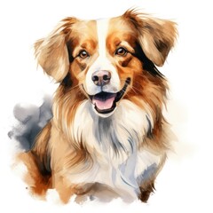 Watercolor dog clip art on white background.