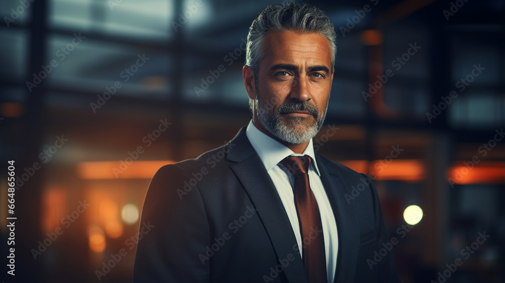 Wall mural portrait of mature businessman in modern office