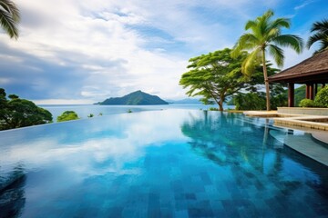 luxurious infinity pool outside a tropical resort villa