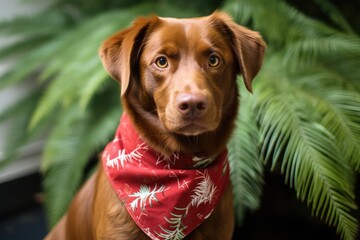 a pet bandana embroidered with adopted and loved - obrazy, fototapety, plakaty
