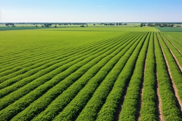 drone photograph of a vast soybean plantation