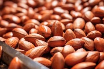 macro shot of almonds before processing for milk