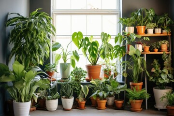 Fototapeta na wymiar an array of potted indoor plants