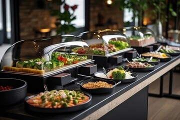 Buffet Concept In Luxury Hotel With Family Brunch - obrazy, fototapety, plakaty