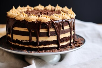dark chocolate cake with peanut butter frosting