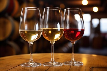 Naklejka premium wine glasses filled with red and white wines