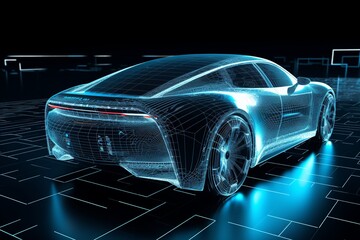 Obraz na płótnie Canvas Futuristic Car Made Out With Data Signals, Technology Car, Auto Car Technology, car signals