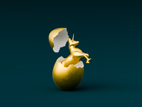 golden egg with a unicorn inside