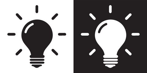 Bulb lamp icon vector. Idea bulb icon sign symbol in trendy flat style. Bulb lamp vector icon illustration isolated on white and black background