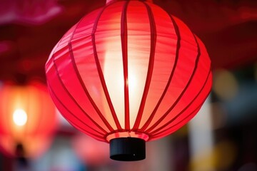 a close up shot of a red paper lantern