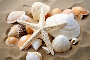 Fototapeta na wymiar matching seashells on a beach