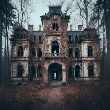 Mansión halloween, mansión abandonada con fantasma, casa terror