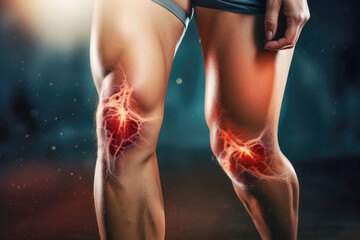 painful knee injury can affect the body's physical health, particularly involving the ligaments, meniscus, and joints, often requiring therapy for recovery. - obrazy, fototapety, plakaty