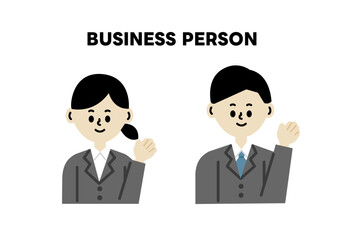 ビジネスマン　ビジネスウーマン　案内　紹介　セット