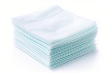 Clean and pristine, a pile of white bandage gauze pads awaits their role in providing treatment, ensuring hygiene and care