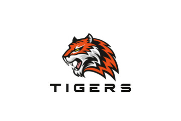 Tiger Logo Agressive Sport Style Design Vector template. Sports Team Legue Logotype concept icon.