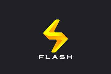 Energy Flash Lightning Bolt Logo Innovative Design Vector template. Power Battery Technology Logotype icon tech.