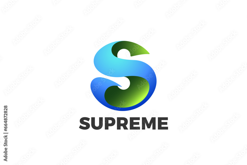 Aufkleber letter s logo circle sphere shape design vector template 3d style.