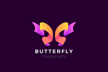 Butterfly Logo Abstract Ribbon Design style Vector. Beauty Salon Cosmetics Fashion Wedding Logotype concept icon. - 664872800