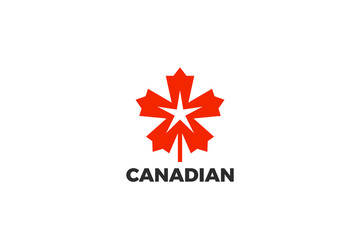 Maple Leaf Logo Star Canada Design Vector template. Canadian Patriot Logotype concept icon.