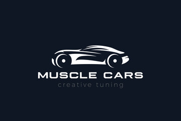 Muscle Car Logo Sport Roardster Silhouette Vector design.